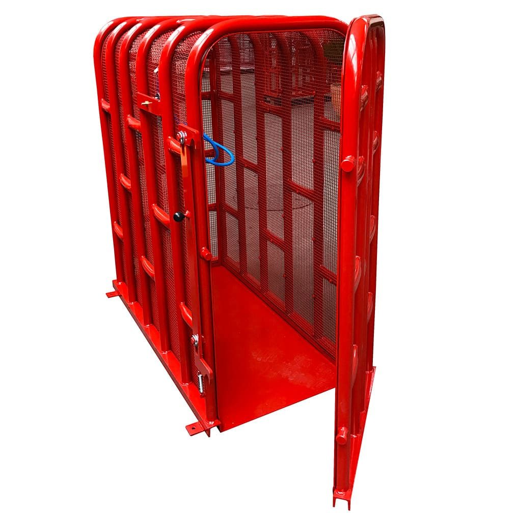 Truck tyre inflation safety cage - open