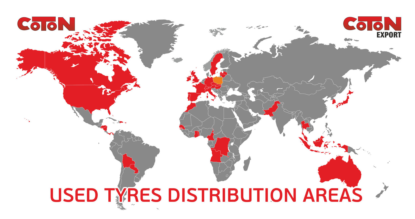 Coton used tyres distribution areas