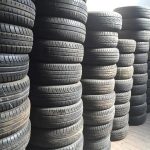 Used tyres in a warehouse
